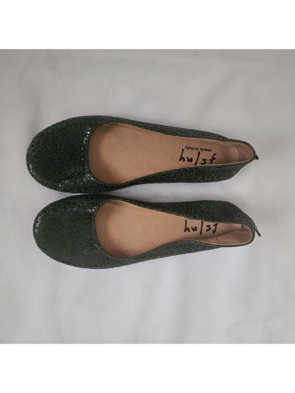 French Sole FS/NY Dark Green Leopard Print Zeppa Semi-Wedge Shoe Women's 7.5 - Picture 4 of 12